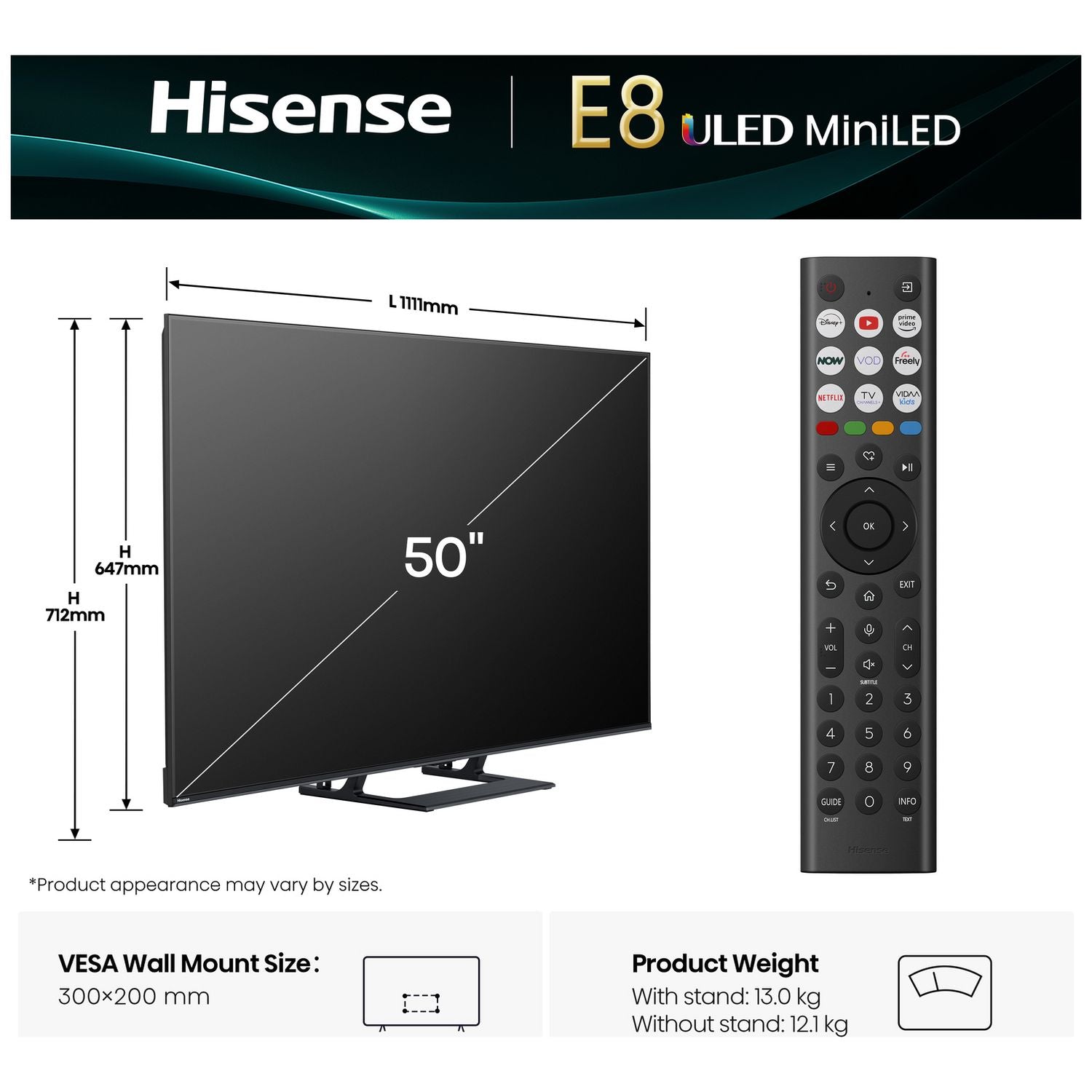 Hisense 50E8QTUK 50-inch Mini LED TV - British product