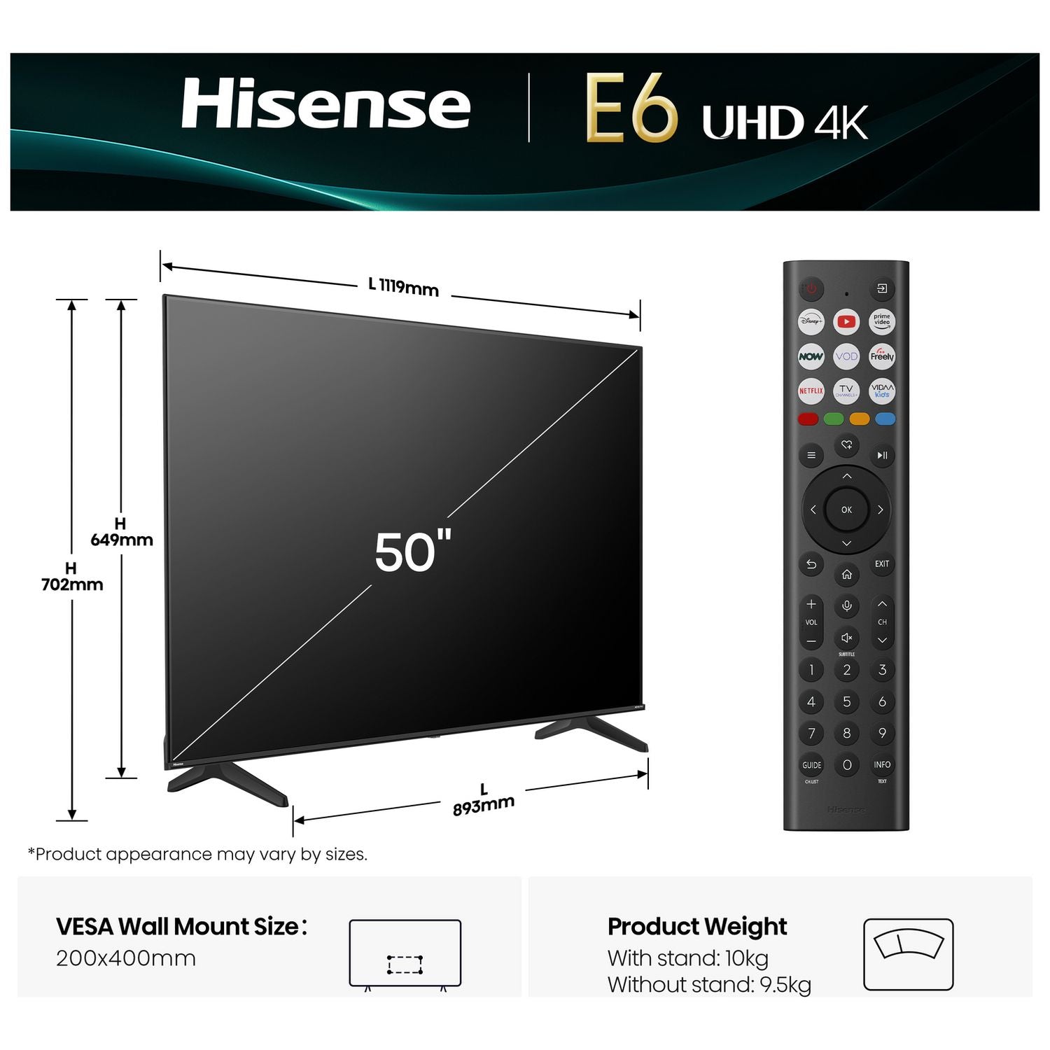 Hisense 50 inch 4K Smart TV Freely (British brand)