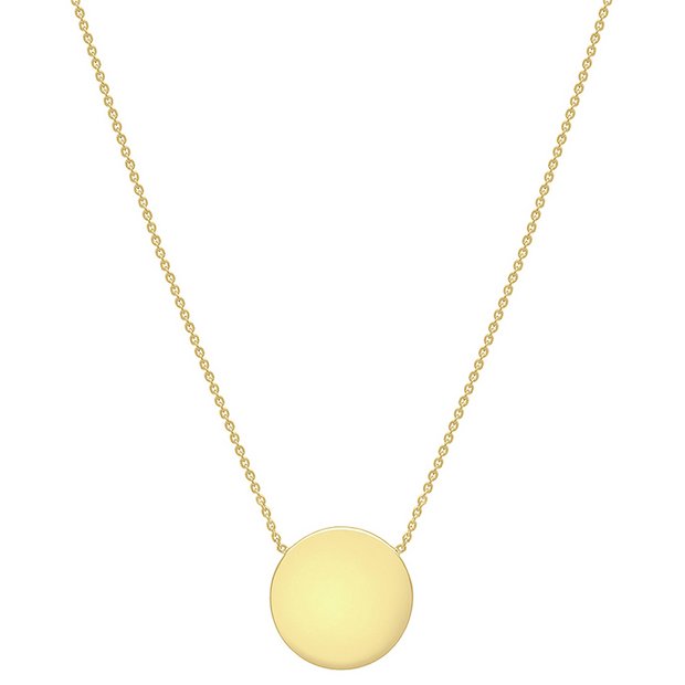 Revere 9ct gold disc pendant adjustable chain, imported from the UK