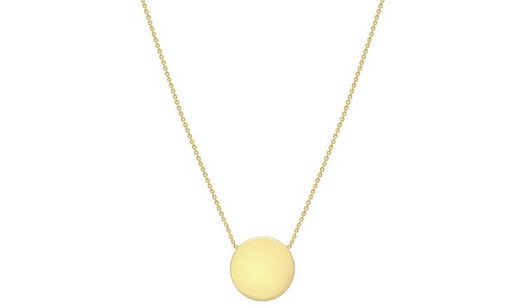 Revere 9ct gold disc pendant adjustable chain, imported from the UK