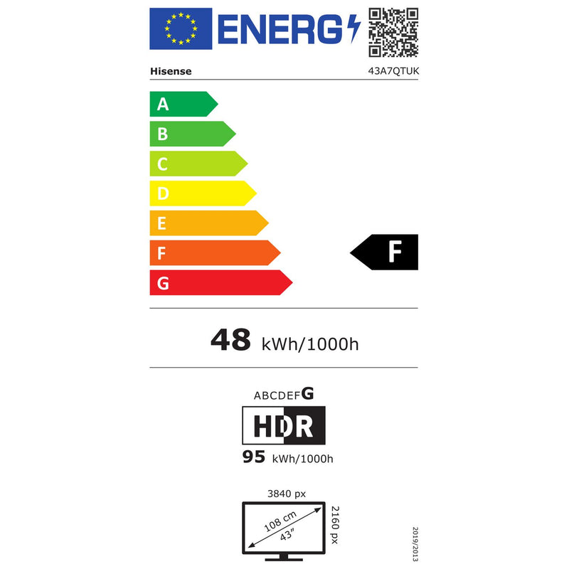 Hisense Smart TV QLED 4K HDR 43 inch (British brand)