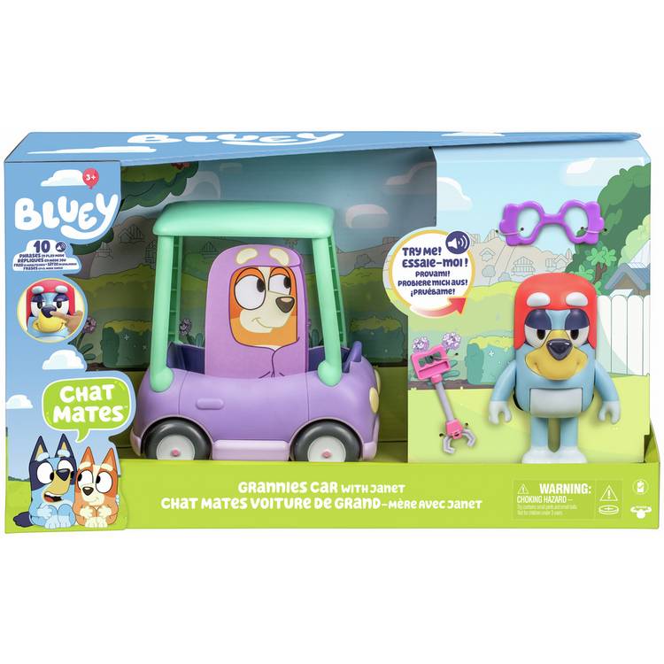 Bluey Grannies Car with Janet toy figure, imported from the UK