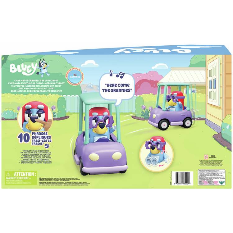 Bluey Grannies Car with Janet toy figure, imported from the UK