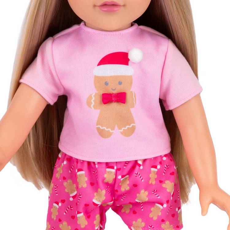 DesignAfriend Christmas doll outfit set with gingerbread design, UK version