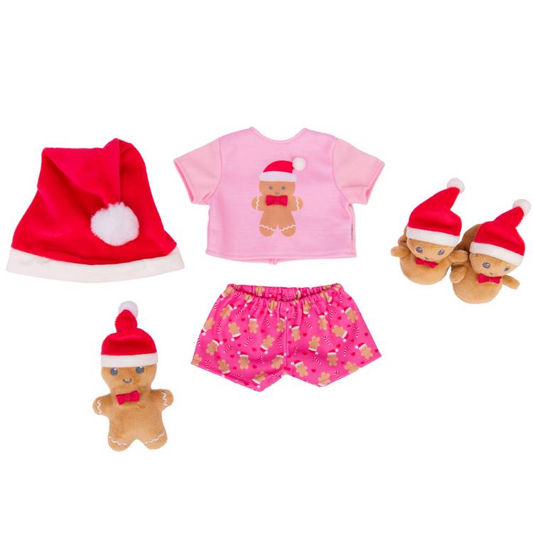 DesignAfriend Christmas doll outfit set with gingerbread design, UK version