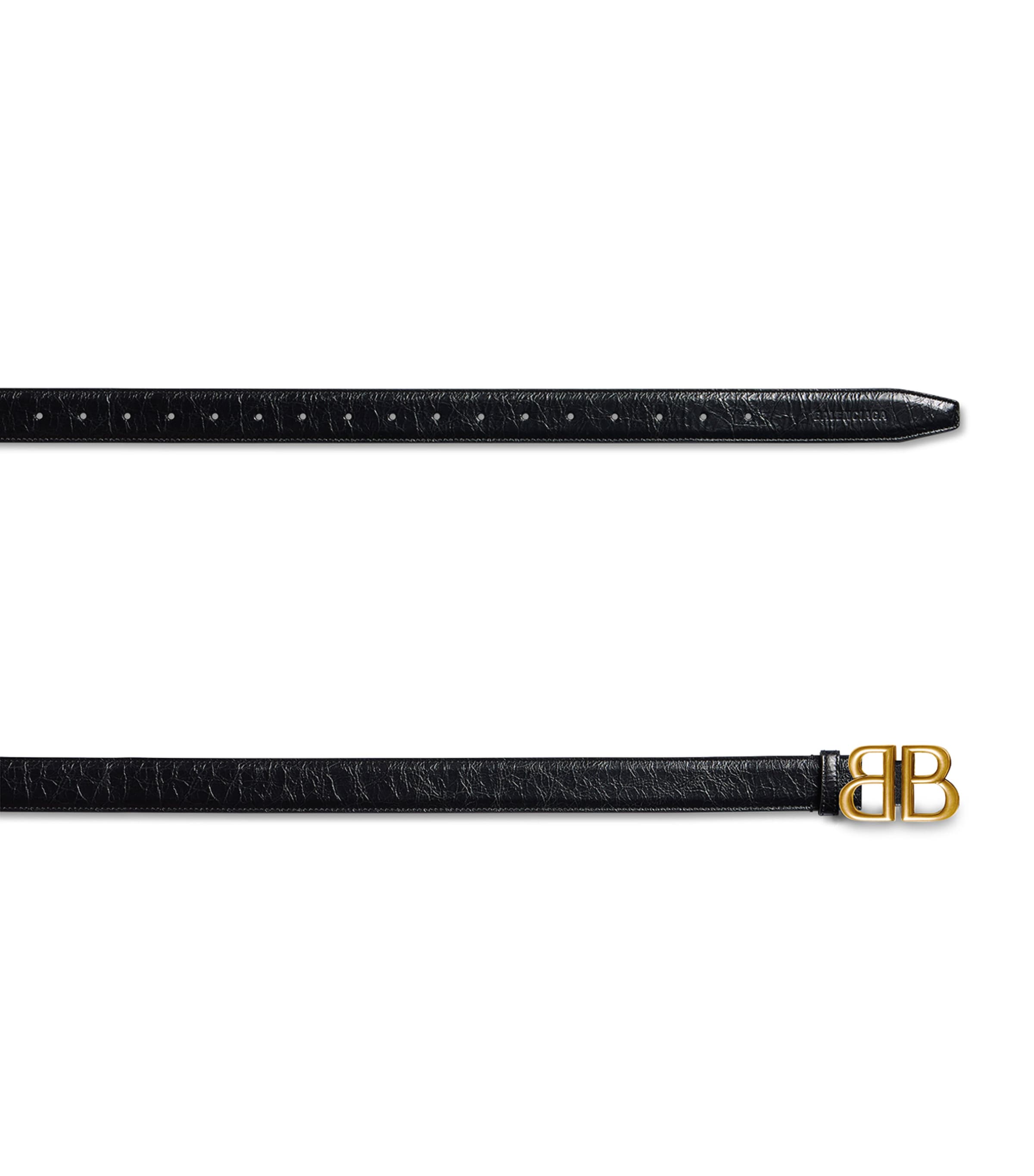Balenciaga calfskin logo belt textured finish gold B, UK version