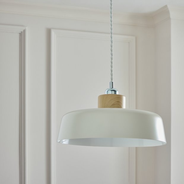 Argos Home natural metal and wood easy fit lampshade 30cm (British brand)