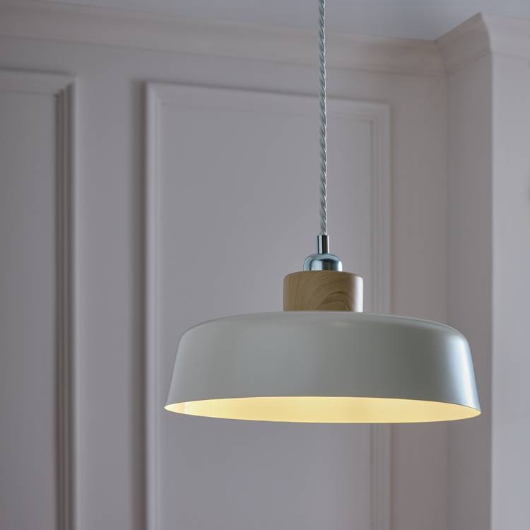 Argos Home natural metal and wood easy fit lampshade 30cm (British brand)