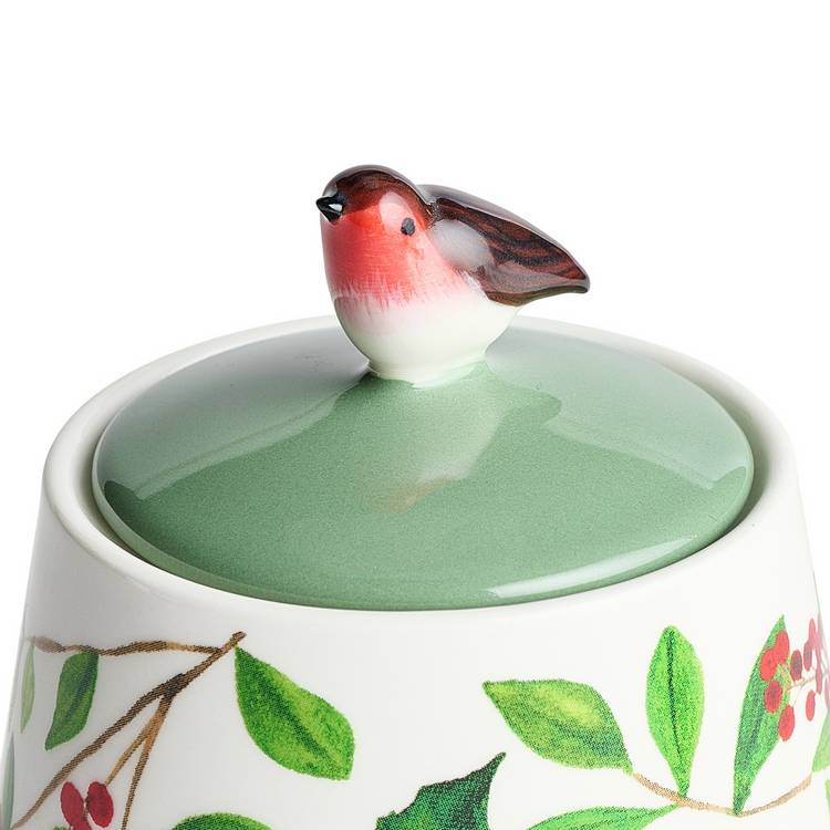 Argos Home stoneware sugar pot and creamer set with robin motifs, UK version