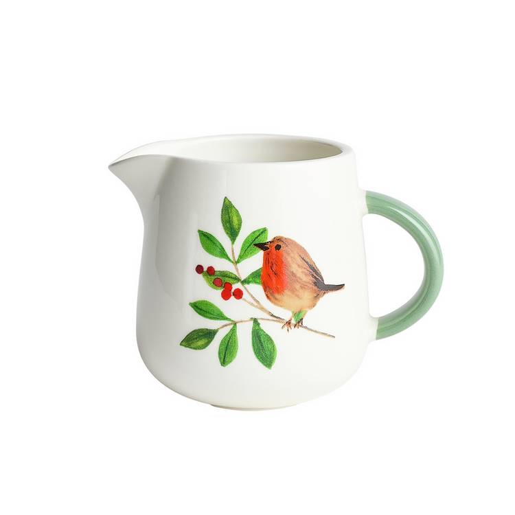 Argos Home stoneware sugar pot and creamer set with robin motifs, UK version