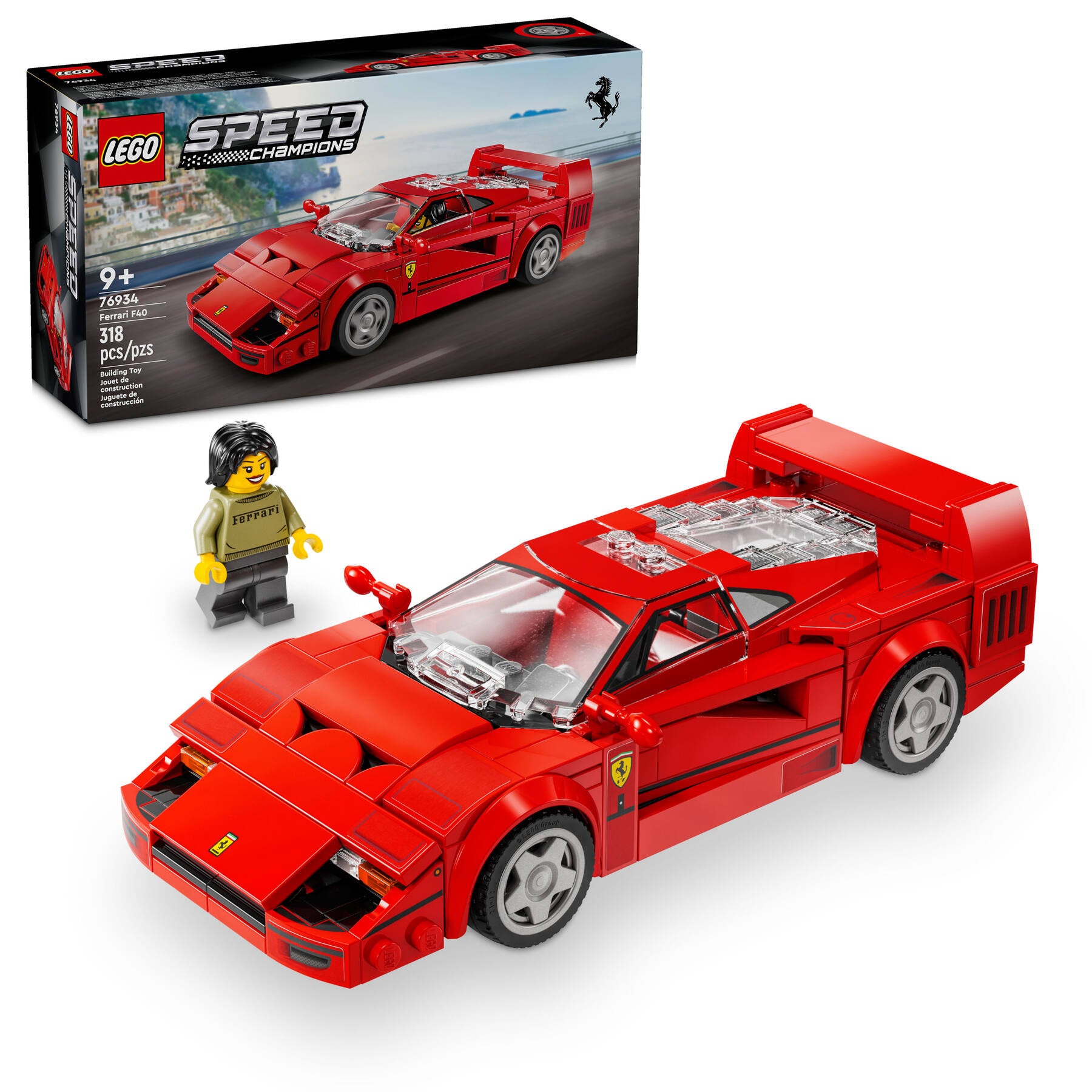 LEGO Speed Champions Ferrari F40 Supercar toy car 318 pieces - British product