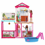 Barbie Estate Dolls House with pool slide, 3 dolls - British product