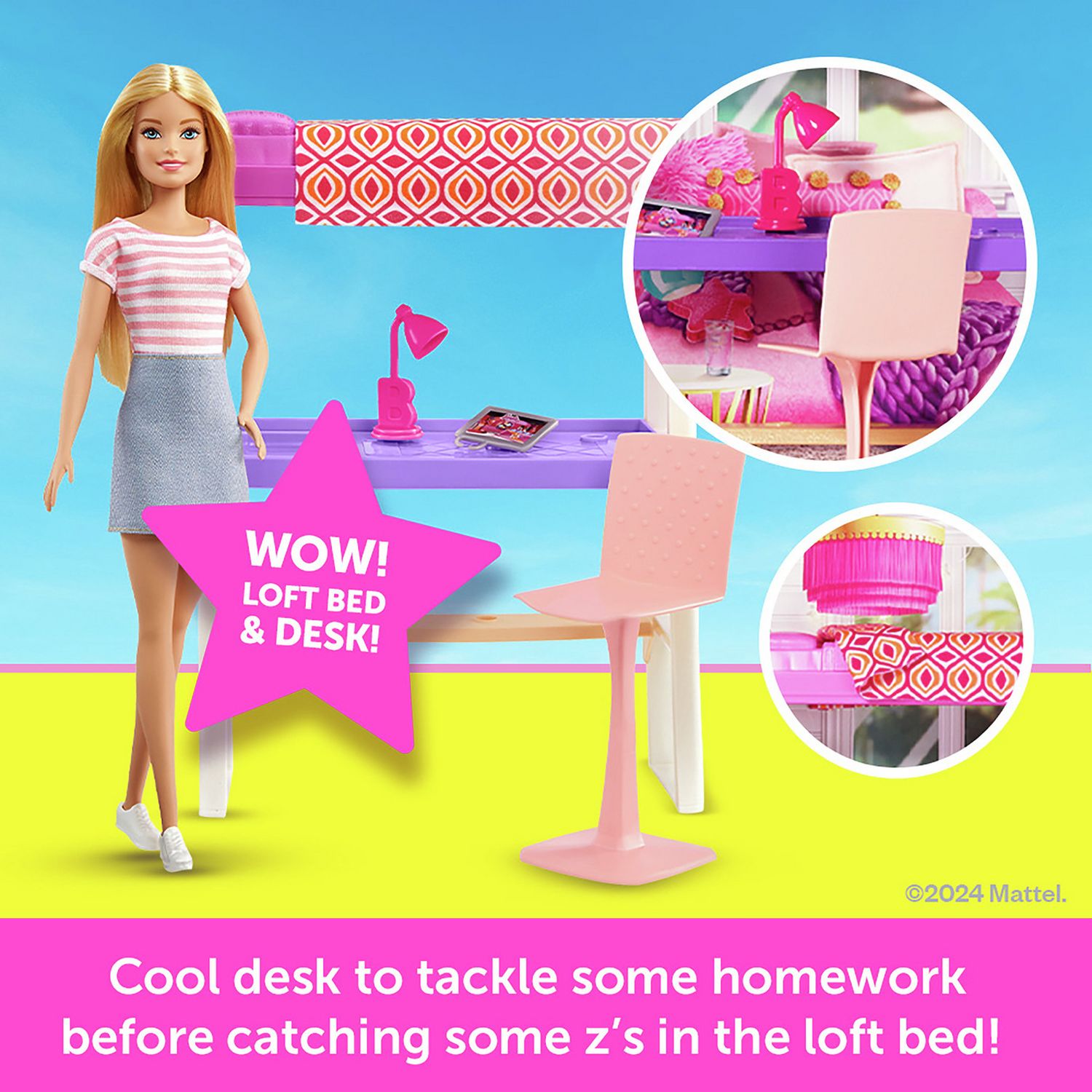 Barbie Estate Dolls House with pool slide, 3 dolls - British product