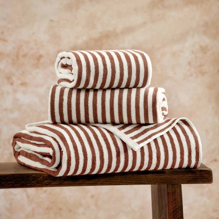 Yard Hebden Stripe brown bath towel 70x130cm, imported from the UK
