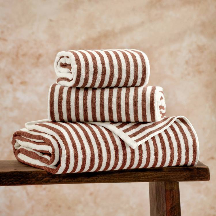 Yard Hebden brown stripe bath sheet 150x100cm, UK version