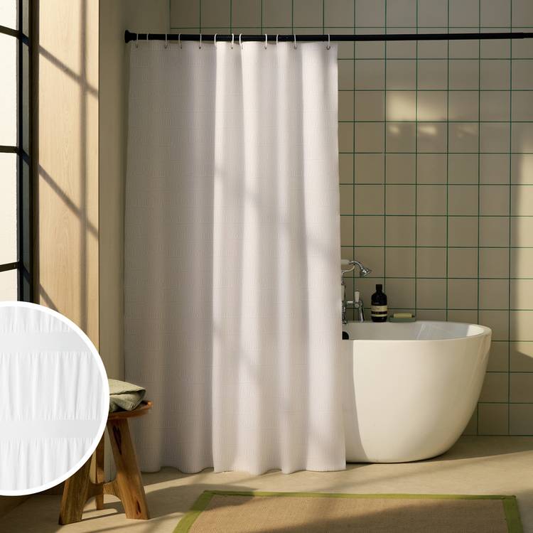 Habitat white seersucker shower curtain 180x180cm, UK version