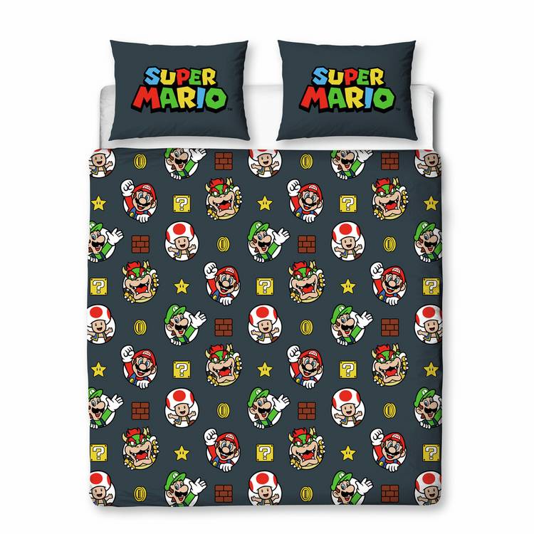 Nintendo Super Mario bedding set black and white double (British brand)