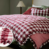 Habitat gingham quilted bedspread berry 200x220cm, imported from the UK