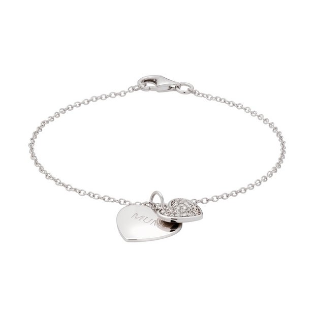 Moon & Back sterling silver Mum charm bracelet (British brand)