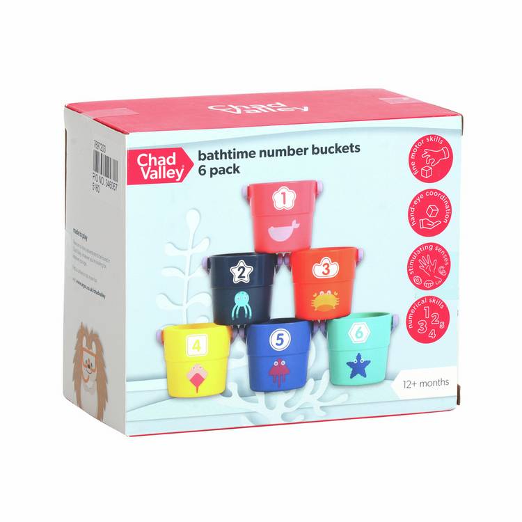 Chad Valley bathtime number buckets 6 pack - British product