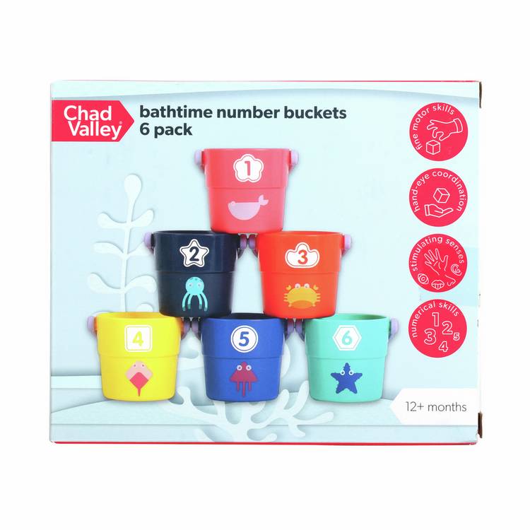 Chad Valley bathtime number buckets 6 pack - British product