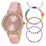 Tikkers pink polyurethane strap watch and bracelet set, UK version