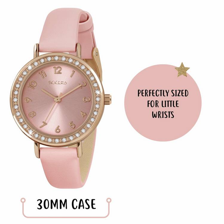 Tikkers pink polyurethane strap watch and bracelet set, UK version