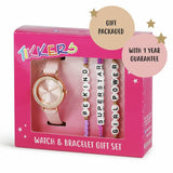 Tikkers pink polyurethane strap watch and bracelet set, UK version