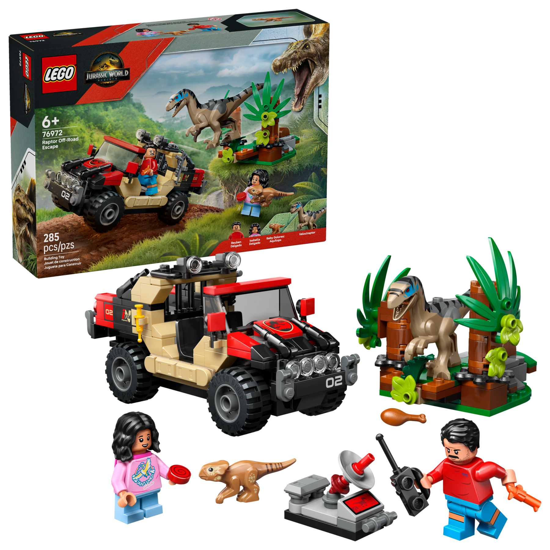 LEGO Jurassic World Raptor Off Road Escape 285 pieces, imported from the UK