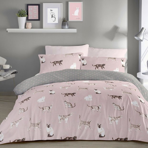 Fusion Cats blush pink bedding set single - British product
