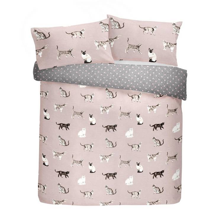 Fusion Cats blush pink bedding set single - British product