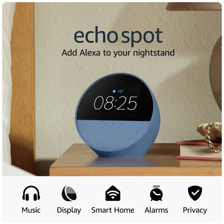 Amazon Echo Spot smart alarm clock Blue - British product