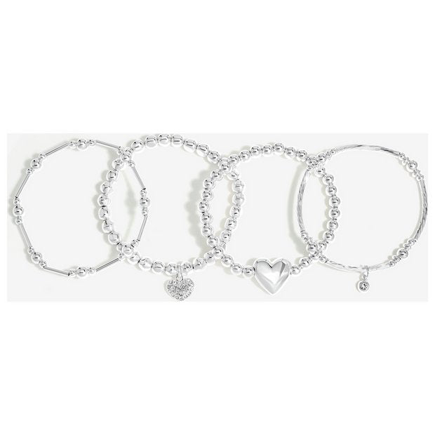Lipsy silver heart charm stretch bracelet (British brand)