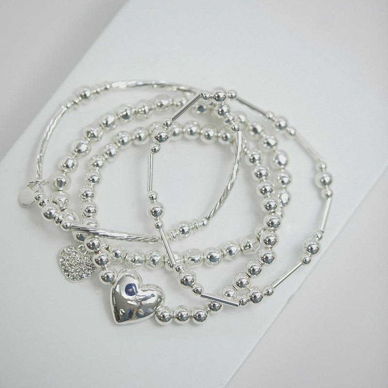Lipsy silver heart charm stretch bracelet (British brand)