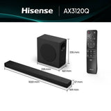 Hisense AX3120Q 3.1.2ch soundbar with wireless subwoofer (British brand)