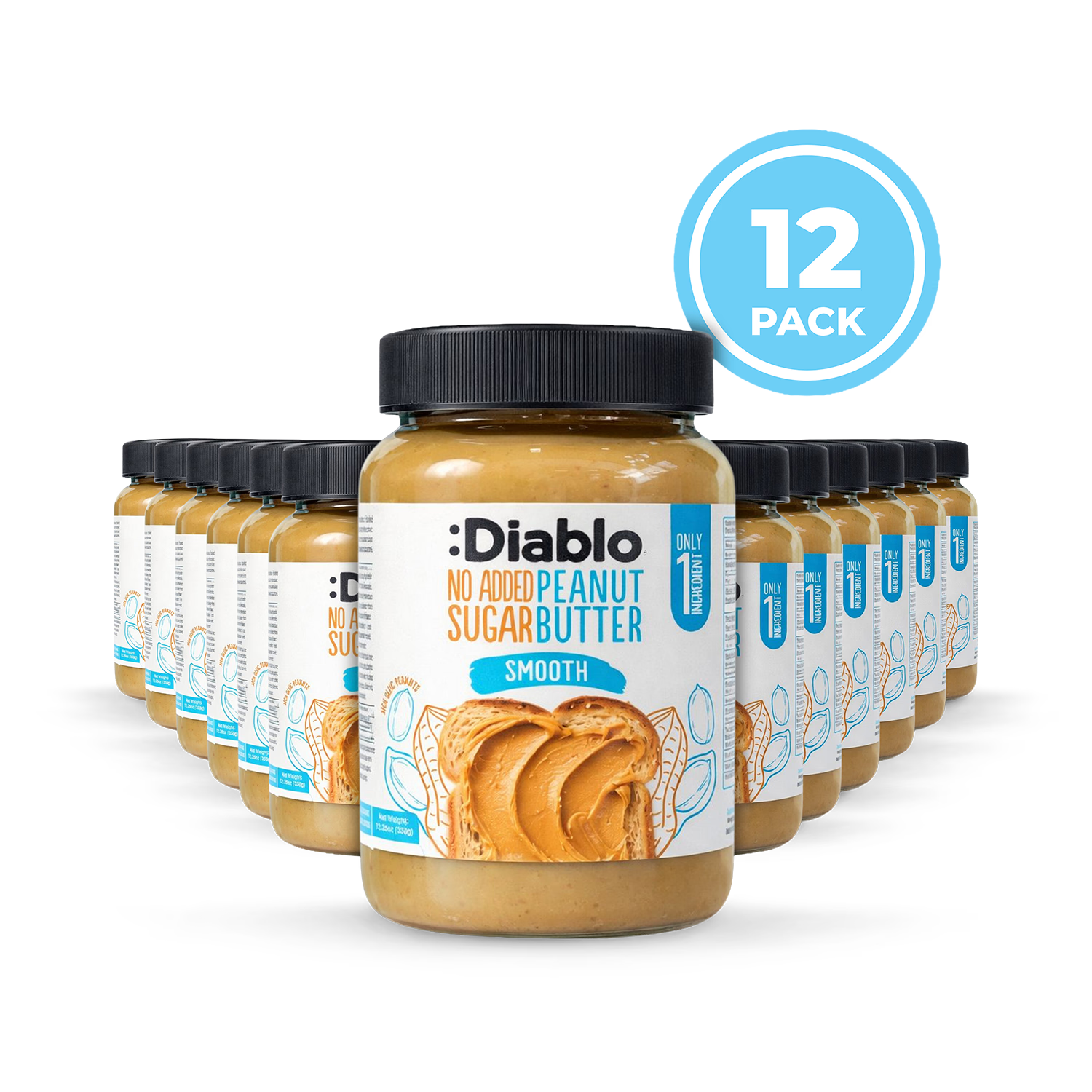 Diablo smooth peanut butter 350g pack of 12 (British brand)