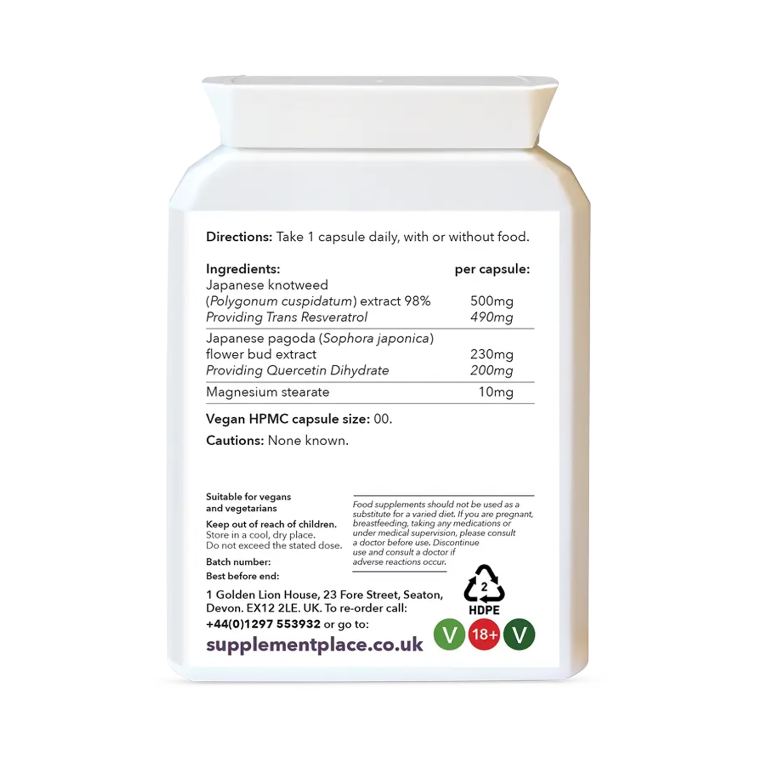 Supplement Place Trans Resveratrol + Quercetin 60 capsules, UK version