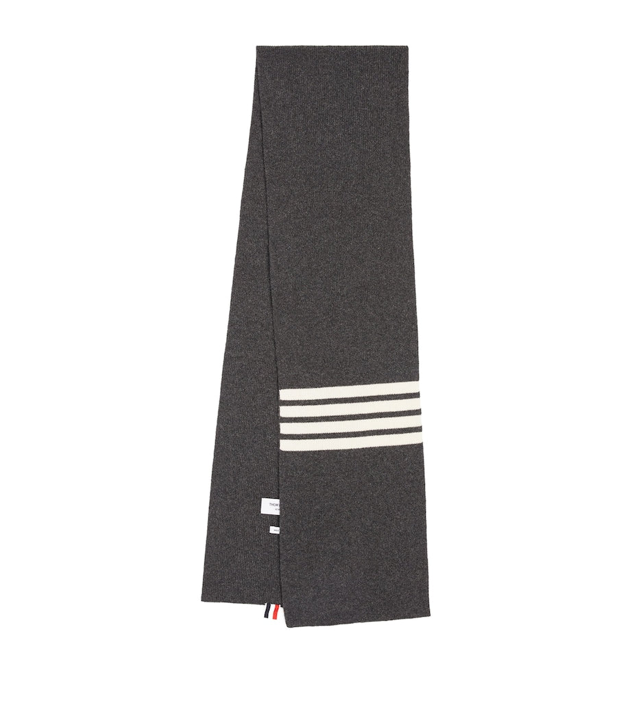 Thom Browne 4-Bar cashmere scarf, imported from the UK
