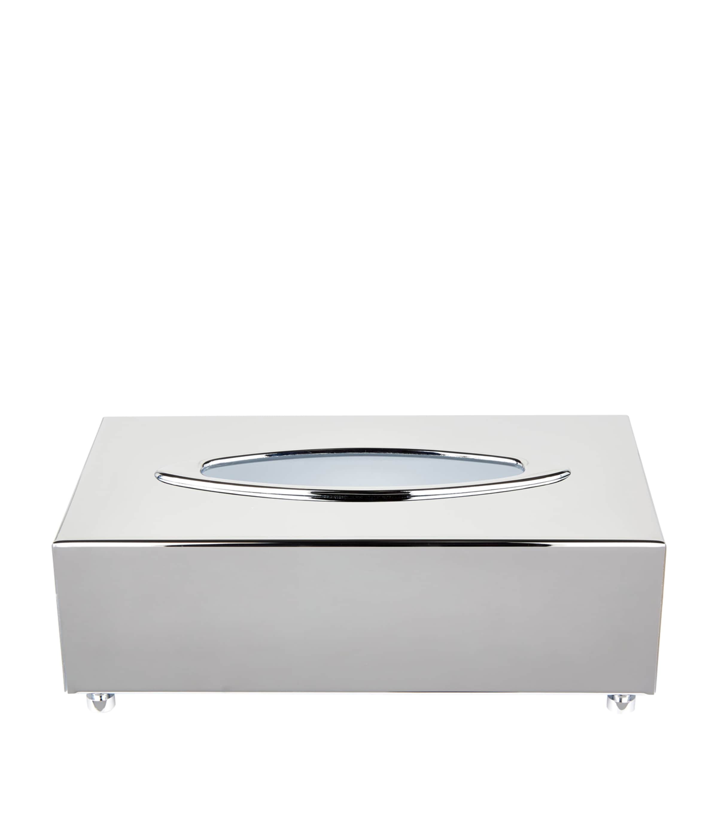 ZODIAC rectangular chrome tissue box (British brand)