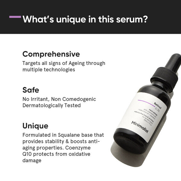 Minimalist 0.3% retinol anti-aging night serum, UK version