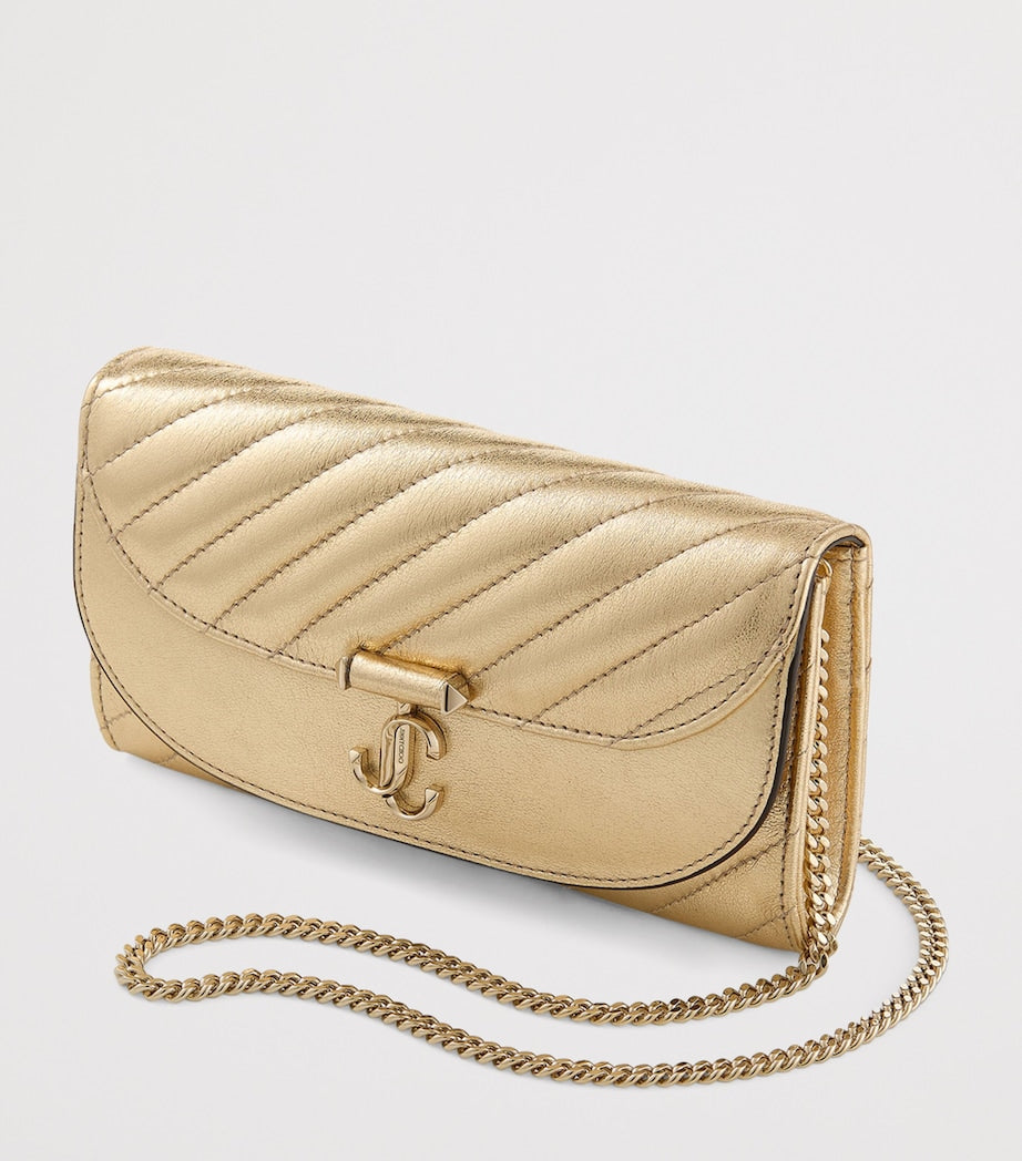 Jimmy Choo chain wallet metallic leather, imported from the UK