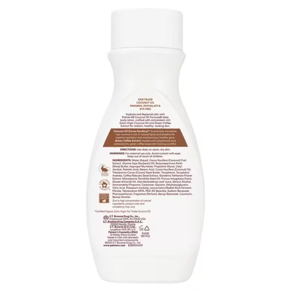Palmer's coconut oil body lotion 250ml, imported from the UK