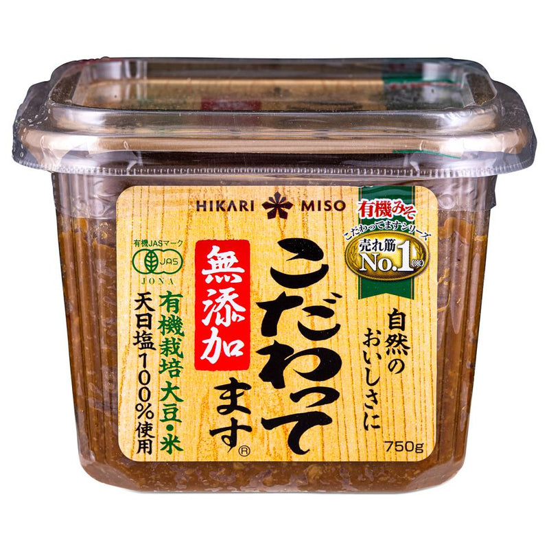 Hikari Miso organic soybean paste Mutenka Kodawattemasu, imported from the UK