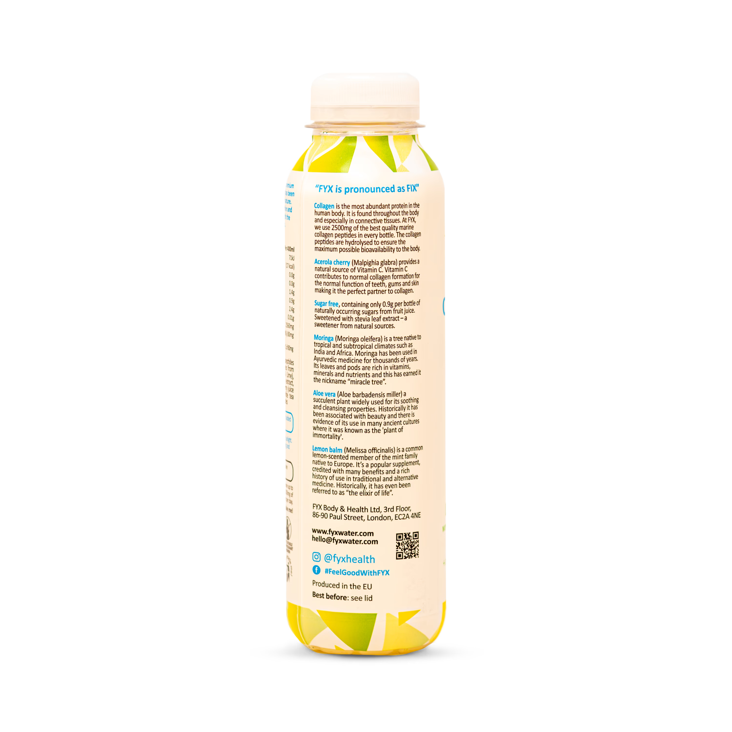 FYX Collagen Water Lemon & Lime 400ml - British product