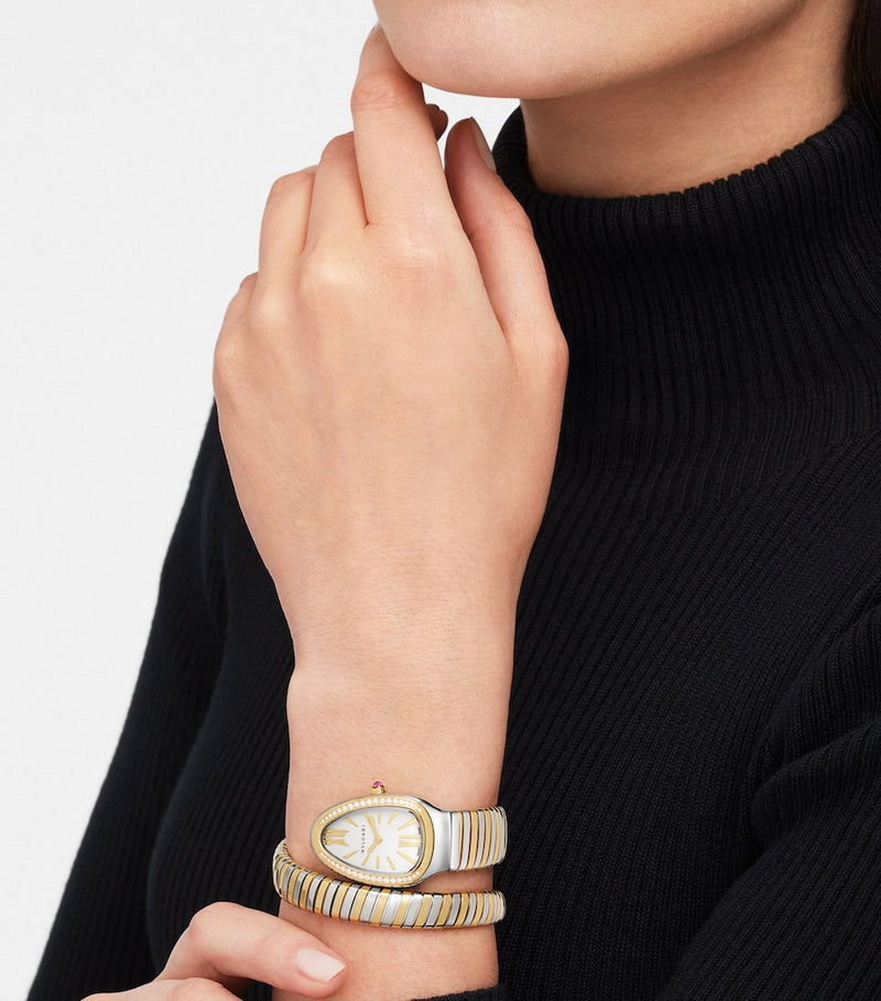 Bvlgari Serpenti Tubogas watch stainless steel yellow gold 35mm, imported from the UK