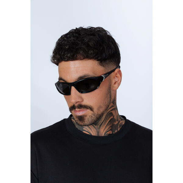 SVNX Thin Racer sunglasses black silver, imported from the UK