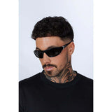 SVNX Thin Racer sunglasses black silver, imported from the UK