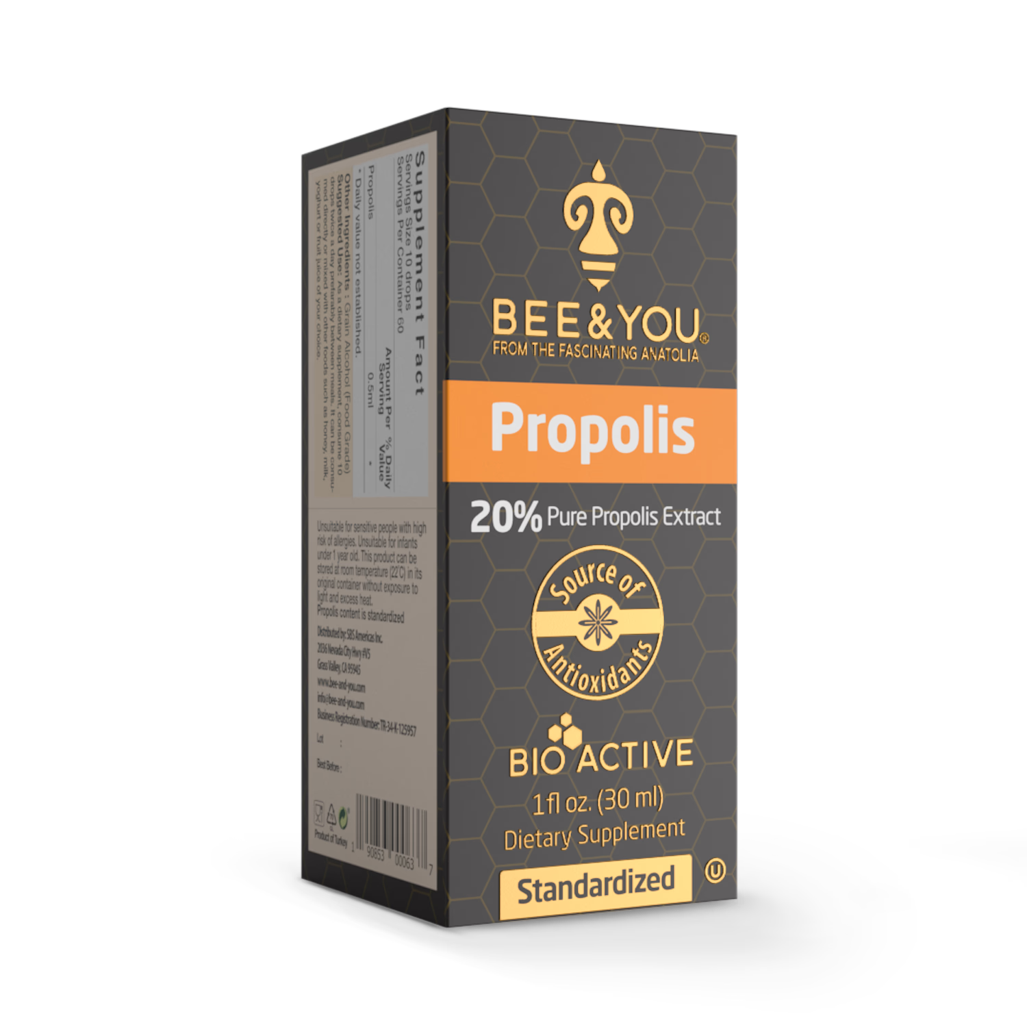 BEE&YOU propolis extract 20% drops 30ml (British brand)