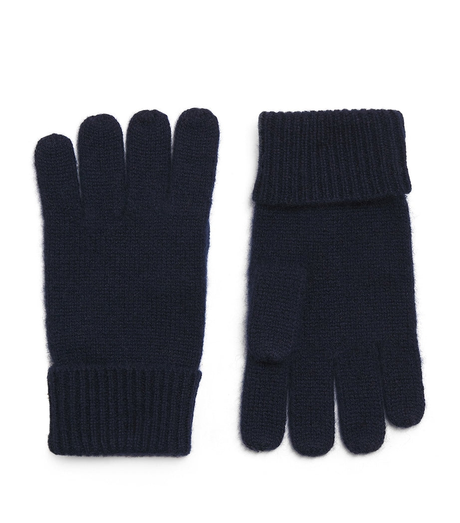 Harrods cashmere gloves with rib-knit detailing, made in Scotland, UK version