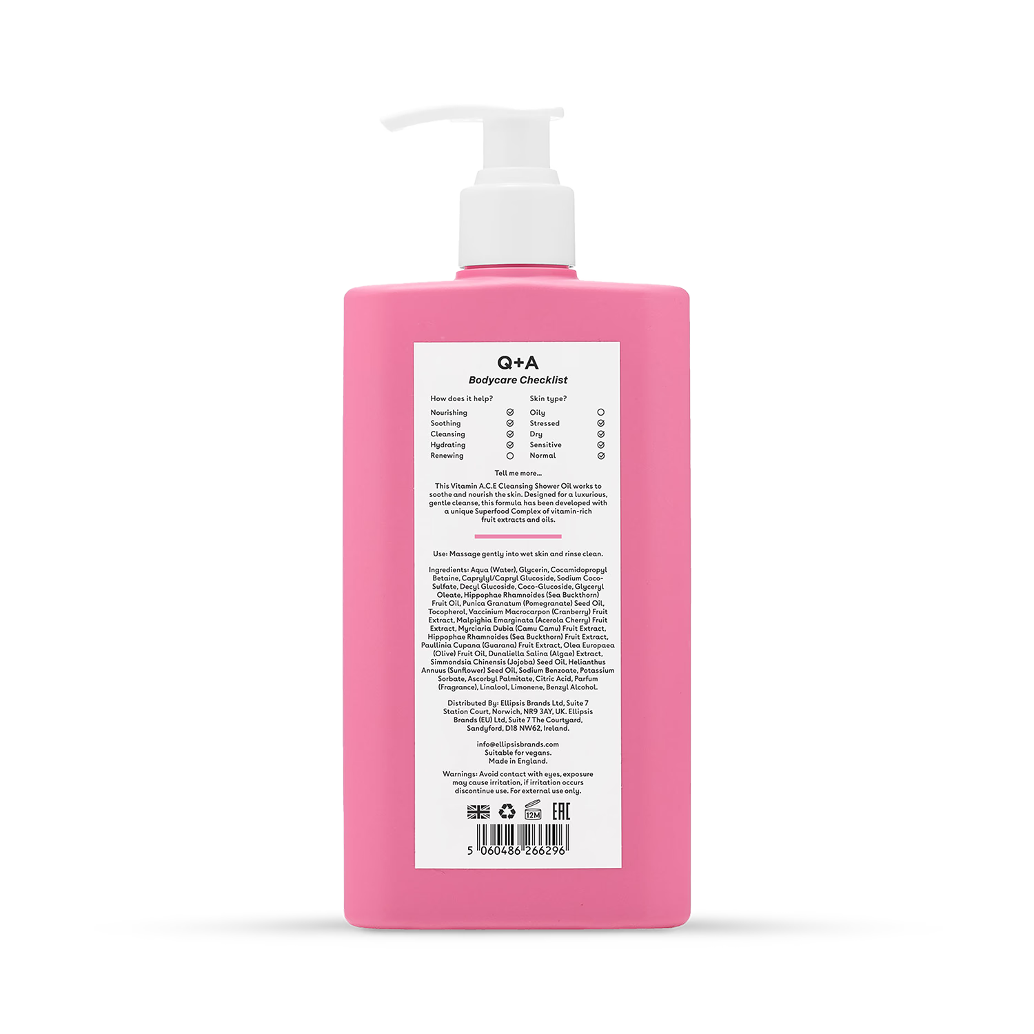 Q+A Vitamin A.C.E Cleansing Shower Oil 250ml
